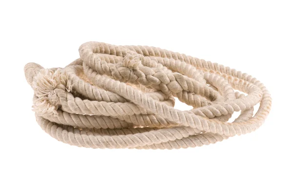 Скручена товста мотузка на білому — стокове фото