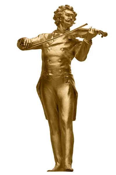 Johann Strauss goldene Statue auf weiß — Stockfoto