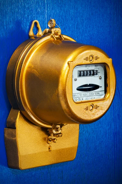 Golden retro electric meter — Stock Photo, Image