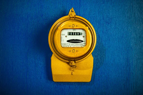 Golden retro electric meter — Stock Photo, Image