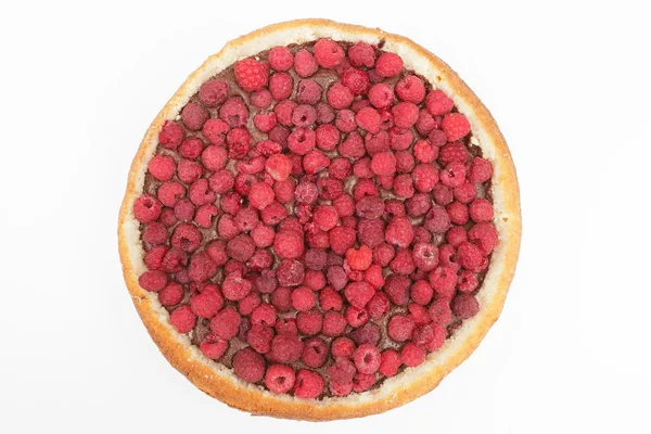Fresh dessert fruit tart covered in raspberries — Stock Photo, Image