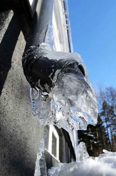 Close-up of frozen drainpipe — Stock Photo, Image