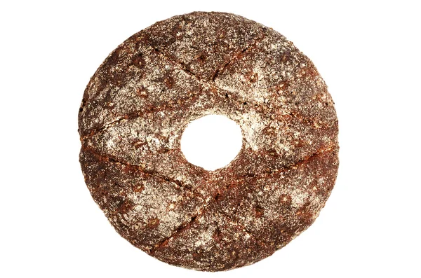 Finlandés redondo pan de centeno en un blanco — Foto de Stock