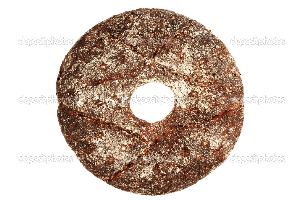 finnish round rye bread on a white