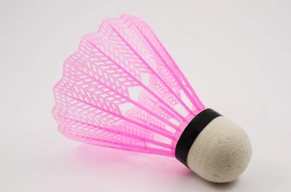 Pink badminton shuttlecock on a white — Stock Photo, Image