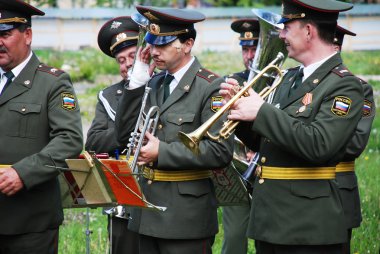 Petrozavodsk, Rusya, Haziran 8: askeri bando müzisyenler gerçekleştirmek o
