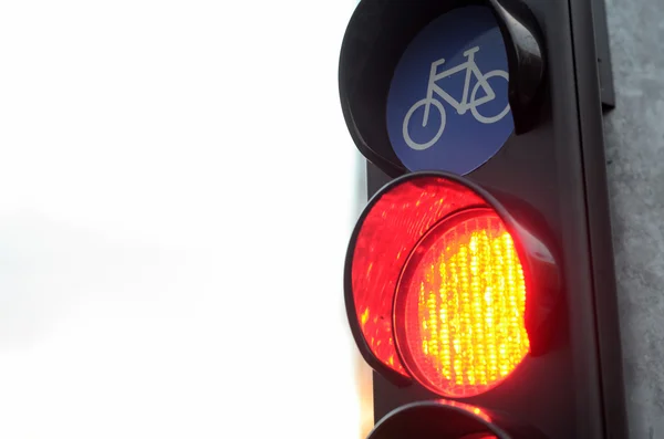 Luz vermelha para o tráfego de bicicletas — Fotografia de Stock