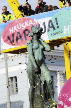 Celebrating Vappu (Walpurgis Night) in the center of Helsinki April 30, 2014, Finland clipart