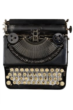 vintage portable typewriter with Cyrillic letters clipart