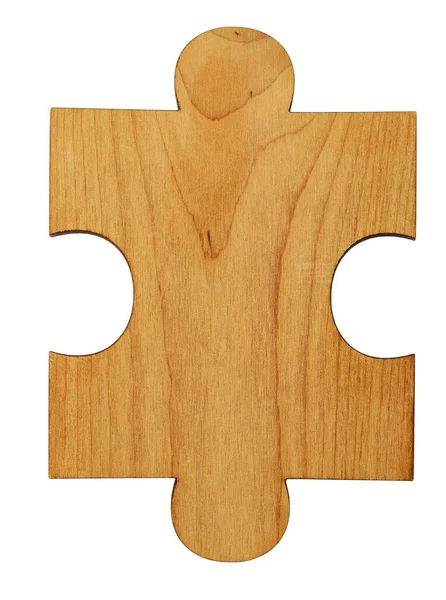 Pezzo Puzzle Legno Sfondo Bianco — Foto Stock