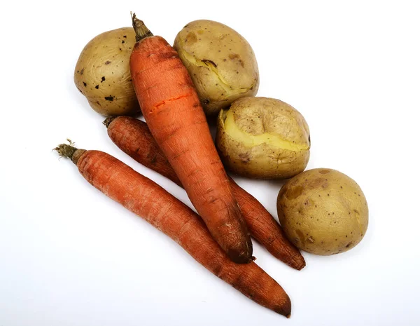 Вареный Картофель Морковь Белом Фоне — стоковое фото