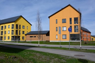 residential area of typical houses in Finland