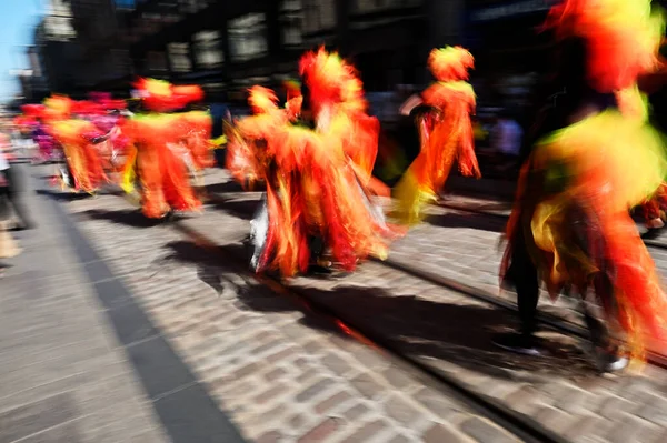 Carnaval Samba Verão Tradicional Helsinque Finlândia Foto Embaçada Tirada Exposição — Fotografia de Stock