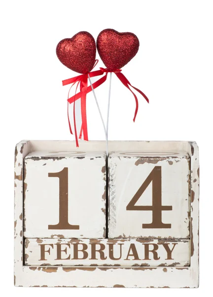 One red hearts with calendar — Stock Photo, Image