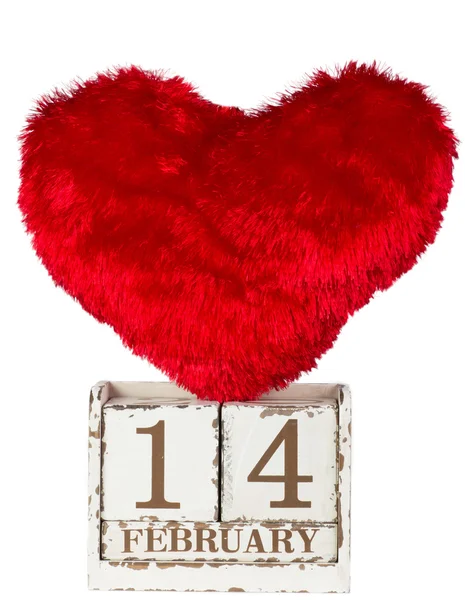 One red hearts with calendar — Stock Photo, Image