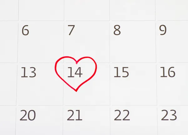 Kalender pagina van de dag van de Valentijnskaart — Stockfoto