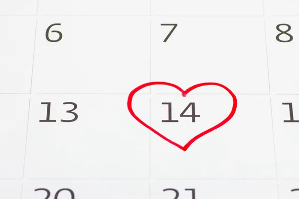 Kalender pagina van de dag van de Valentijnskaart — Stockfoto