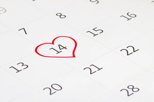 Kalender pagina van de dag van de Valentijnskaart — Stockfoto