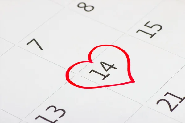 Kalender pagina van de dag van de Valentijnskaart — Stockfoto