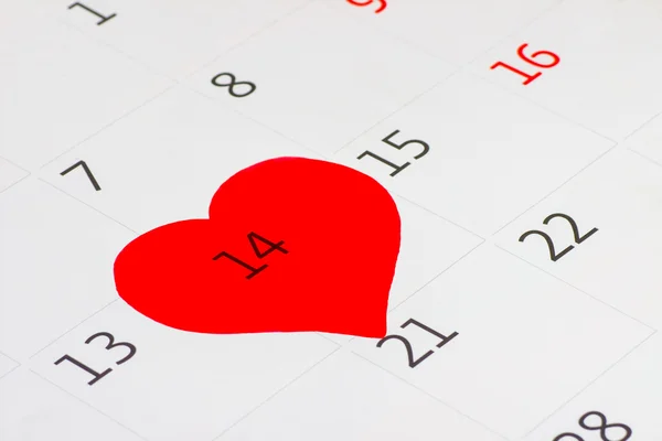 Valentine den: Stránka Kalendář — Stock fotografie