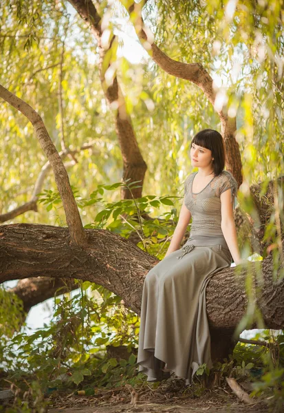 Beautiful girl in a forest — Stock Photo, Image