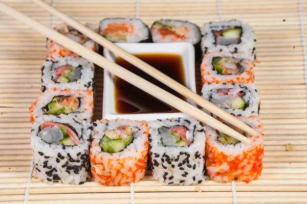 Different types of Sushi in a plate — Stock Photo, Image