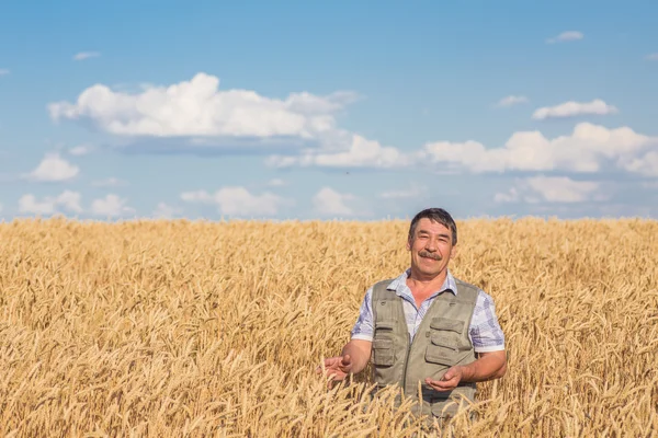 Gelukkig lachend Kaukasische oude boer — Stockfoto