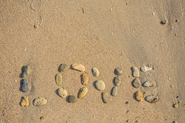 Areia preparada para a palavra de amor — Fotografia de Stock