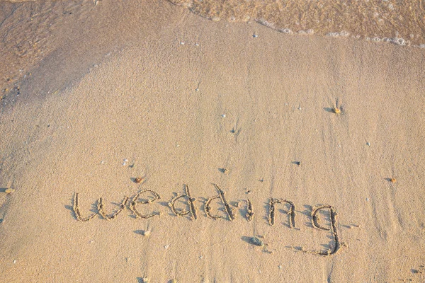 Wedding written in the Sand — Stock Photo, Image