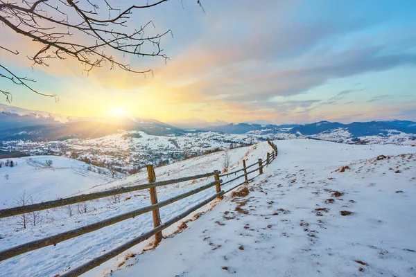 Karpatya dağ kayak merkezinin güzel manzarası, kış karlı manzarası                               