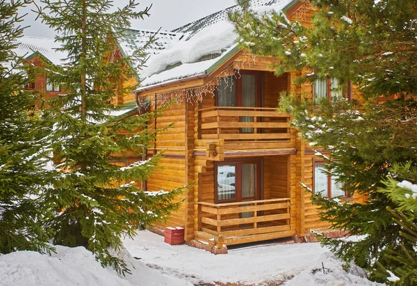 Beautiful View Carpathian Mountain Ski Resort Winter Snowy Landscape — Stock Photo, Image