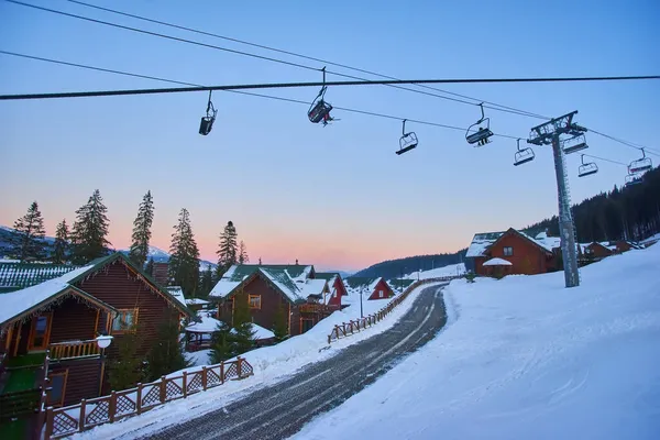 Belle Vue Sur Station Ski Montagne Des Carpates Paysage Enneigé — Photo