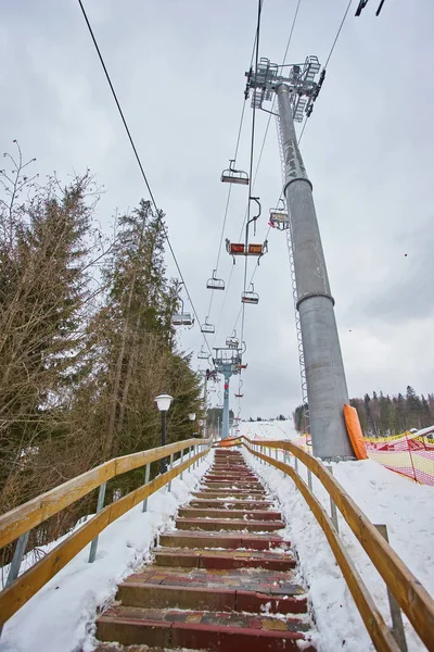 Schöne Aussicht Auf Das Skigebiet Der Karpaten Winterliche Schneelandschaft — Stockfoto