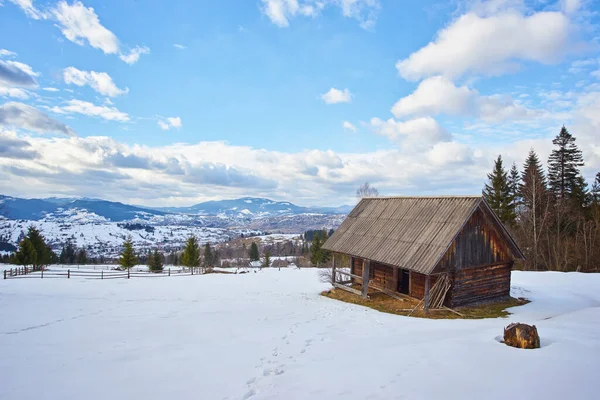 Bela Vista Estância Esqui Montanha Dos Cárpatos Inverno Paisagem Nevada — Fotografia de Stock