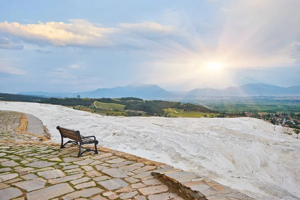 Krásný Východ Slunce Přírodní Travertinové Bazény Terasy Pamukkale Turecko — Stock fotografie