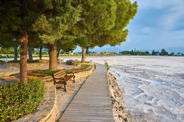 Pamukkale Turkiet Denna Plats Den Mest Besökta Attraktionen Turkiet Och — Stockfoto