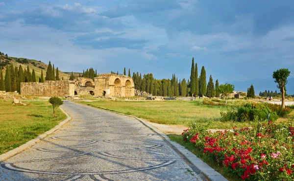 Turquie Une Ville Porte Entrée Dans Ancienne Ville Hierapolis Pamukkale — Photo