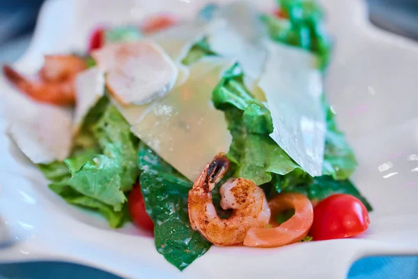 Garnelensalat Einfacher Und Gesunder Salat Aus Garnelen Gemischtem Gemüse Und — Stockfoto