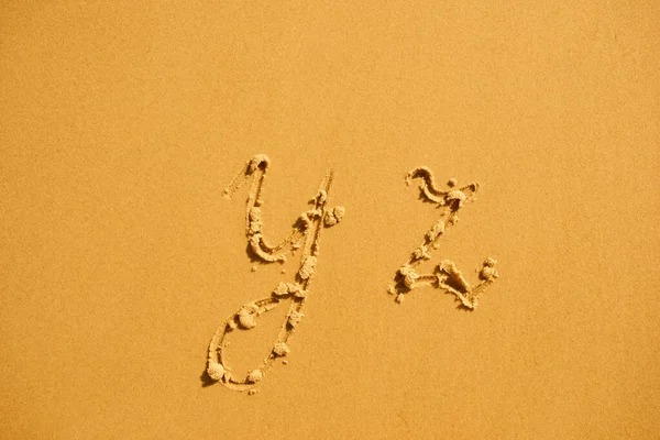 Buchstaben Handgeschrieben Sand Strand — Stockfoto
