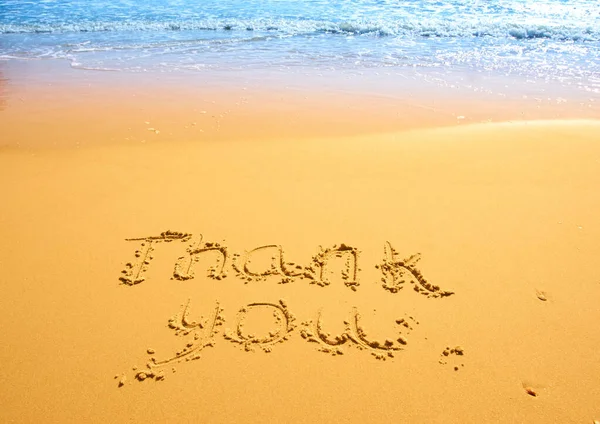 Thank You Written Sand Beach Conceptual Designs — Stock Photo, Image