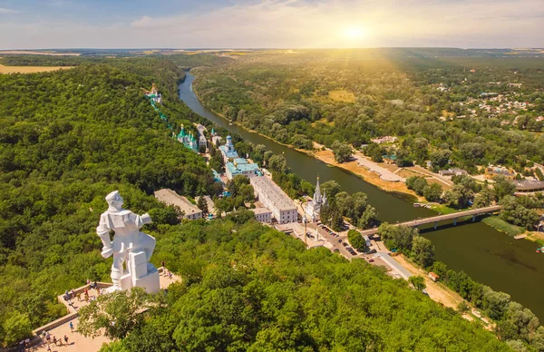 Santa Dormición Santa Lavra Vista Pájaro Fotografiado Dron Svyatogorsk Ucrania —  Fotos de Stock