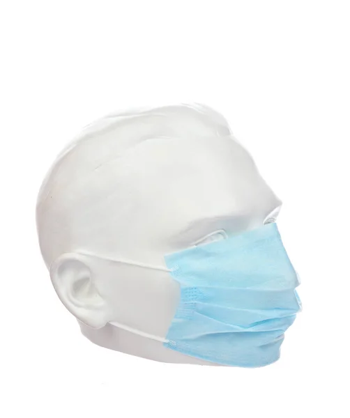 Προστατευτική Ιατρική Μάσκα Κεφάλι Μανεκέν Απομονωμένα Λευκό Φόντο — Φωτογραφία Αρχείου