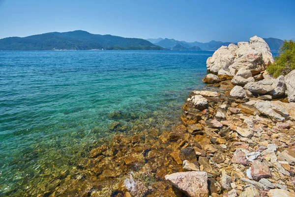 Rocky Mountain Islands Bay Marmaris Seascape Blue Sky — Stock Photo, Image