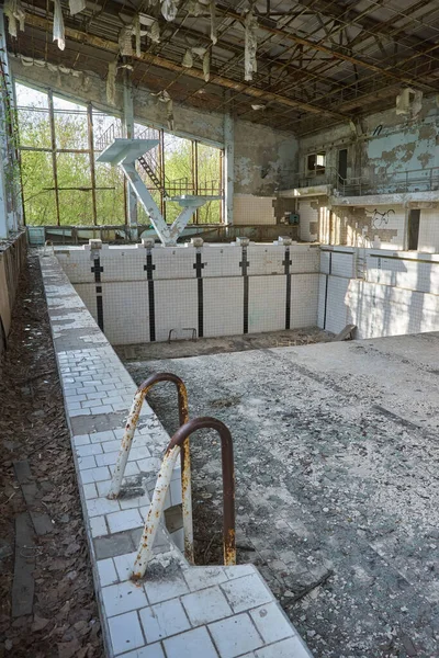 Antiga Piscina Pripyat Cidade Fantasma Zona Exclusão Chernobyl Que Foi — Fotografia de Stock