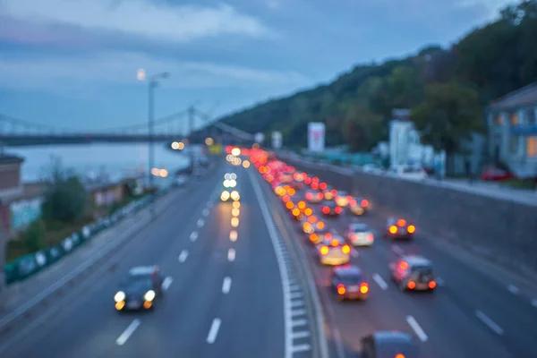 Speed Traffic Light Trails Motorway Highway Sundown Long Exposure Urban — Stock Photo, Image