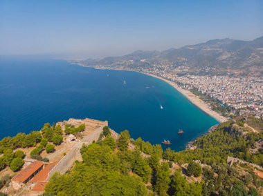 Alanya fortress. Ich Kale. Internal fortress. Fortress walls. Chilarda-Burnu Peninsula. Alanian mountain. Observation deck. Mediterranean Sea. Turkey