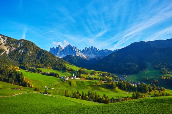 Santa Maddalena Dolomites Range Południowy Tyrol Włochy — Zdjęcie stockowe