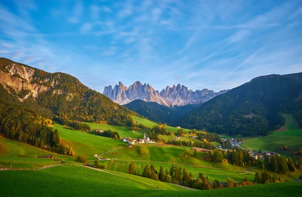 Berühmtester Alpiner Ort Der Welt Dorf Santa Maddalena Mit Zauberhaften — Stockfoto
