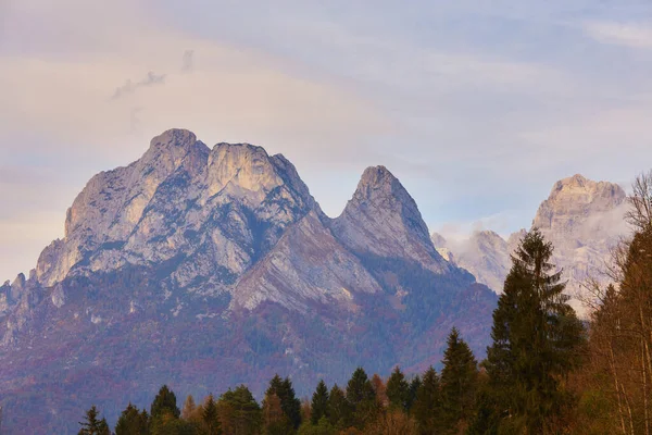 Gorgeous Morning Scene Compaccio Village Bright Larchs Location Place Dolomiti — Stockfoto