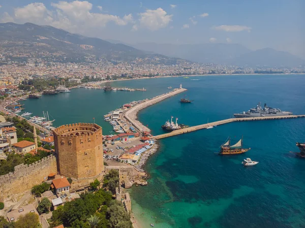View Mediterranean Coast Alanya Turkey Summer Photo Taken Drone — Stock Fotó